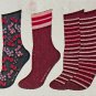 Kate Spade New York Floral Stripe Set of 3 Crew Socks
