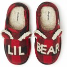 Dearfoams Kids Unisex Lil Bear Slippers Tartan Red Plaid ( 13-1 )