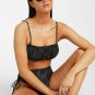 Amuse Society Paisley Drawstring Ruched Sides Bikini Bottom ( L )