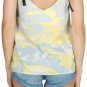 $170 DIESEL Taph TOP Yellow Light Blue CAMOUFLAGE Print