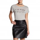 $135 HAUTE HIPPIE I'm with Haute SCOOP NECK Tee Shirt Top Light Grey ( XS )