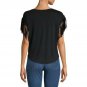 Highline Collective Fringe Sleeves NEW YORK Print Tee Shirt Black ( M )