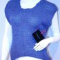 CYNTHIA ROWLEY Knit BLUE Glitter Assymetric Hem SWEATER Top ( M )