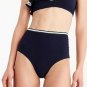J.Crew High Waisted Rickrack Trim Bikini Bottom Navy ( L )
