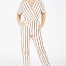 Maje Pieni Striped V-Neck Twill Jumpsuit ( 38 ) Maje Pieni Striped V-Neck Twill Jumpsuit ( 38 )