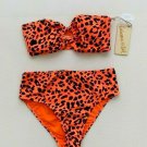Cabana Del Sol Leopard Bandeau Swim Bikini Orange/Black ( S ) Cabana Del Sol Leopard Bandeau Swim Bikini Orange/Black ( S )