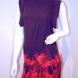 H&M Purple Red FLORAL SHEER Cuffed Short SLEEVE Top 100% Viscose BLOUSE Shirt 2