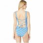 Polo Ralph Lauren Pique Stripe Mitered Lace Back Mio One-Piece Swimsuit ( M )