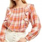 Free People OB1047044 Siena Plaid Top Tea Combo ( S )