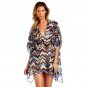 $210 VITAMIN A Swimwear ZIG ZAG Multi COVER UP Caftan TOP Cotton ( XS/S )