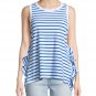 Current/Elliott The Side Slit Ruffle Tank Top Bright Blue / White ( 1 )