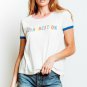 WILDFOX CABANACATION Ringer Tee Vintage Lace Bubble Gum / Slate ( XS )