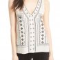 JOIE Merles Embroidered Silk Crepe de Chine Top Porcelain Caviar ( S )