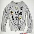 Disney x Star Wars Girl's Front Tie Darth Vader Print Top Grey