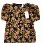 JOIE Black Floral Short Sleeve Blouse ( S )