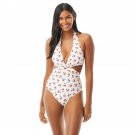 Kate Spade New York Knotted Halter One Piece Swimsuit Cherry Toss ( M )