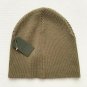 All Saints Ribbed Knit Beanie Script Logo Dusty Olive Green