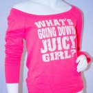 *** JUICY COUTURE What's Going Down Juicy Girl? Cotton Velour Top Pink ( M ) *** JUICY COUTURE What's Going Down Juicy Girl? Cotton Velour Top Pink ( M )
