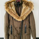Rudsak Atelier Noir Hooded Fur Winter Coat Jacket Brown ( M )