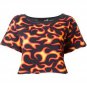 LOVE MOSCHINO Crop FLAMES Fire CROP Cotton Terry Sweatshirt ( 2 )