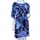 TAHARI Jersey 3/4 SLEEVE Tie Waist CAROLINE Dress BLUE Black ( M )