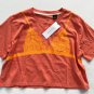 French Connection Lace Crop Tee Papaya Punch Orange ( L )