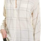 Vince Bar Plaid Cotton Blend Popover Blouse Off White ( XS )