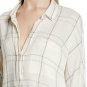 Vince Bar Plaid Cotton Blend Popover Blouse Off White ( XS )