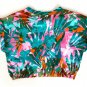 Juicy Couture Palm Print Roll Cuff French Terry Crop Top ( L )