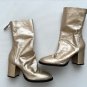 Free People Date Night Elle Block Heel Slouchy Boots Gold Metallic ( 36 )