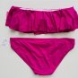 Kate Spade New York Bandeau Ruffled Swim Bikini Set Fuchsia Pink ( M )