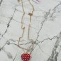 Betsey Johnson XOXO Pearly Heart Necklace in RED