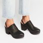 Free People Logan Wood Platform Clog Black Perforated Leather Mule ( 8 )