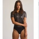 Commando Faux Leather Snake Animal Tee Thong Bodysuit Grey ( S )