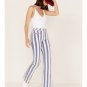 Free People Firecracker Striped Flare Denim Jeans Blue / White ( 24 )