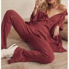 FREE PEOPLE Under The Stars Slim Fit Pajama Pants In Rosewood ( S )