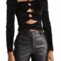 Torn by Ronny Kobo Velour Velvet Petra Top Black ( S )