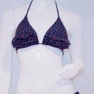 FRENCH CONNECTION Triangle SWIMWEAR Frill RUFFLED Leafs NAVY Bikini Top ( L )