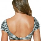 Jessica Simpson Gingham Plaid Swimsuit Top Black / White ( L )