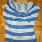 SPLENDID Cowl Neck TOP Draped SHIRT Multi STRIPED Blue Green ( L )