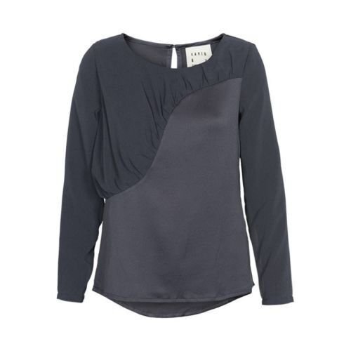 KAREN by SIMONSEN Dark Navy MESH Blouse TOP Ponda SEERSUCKER ( 38 )