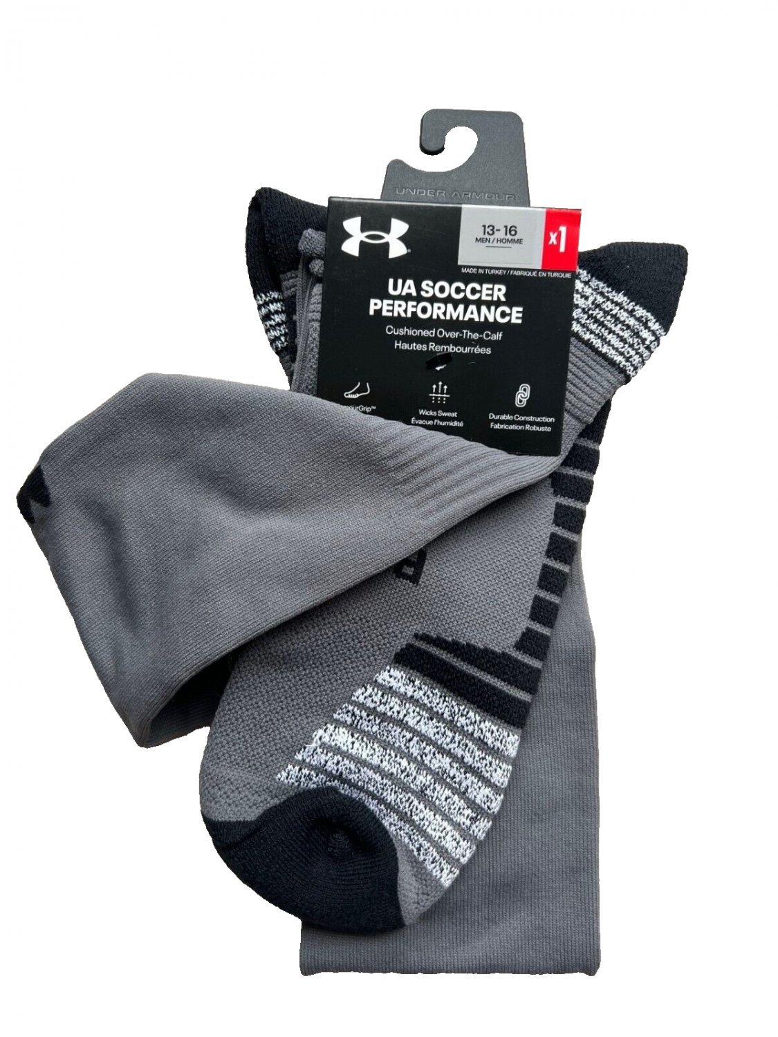 Under Armour 1367824 UA Soccer Performance Socks Graphite Grey ( 13-16 )