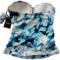 DKNY Strapless Tankini Swim Top Quartz Blue Tie Dye ( XS )