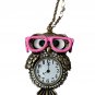 Betsey Johnson Owl & Clock Glasses Chain Necklace