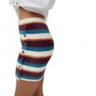 Free People Ciara Sweater Soft Striped Miniskirt Fog Jam Combo ( S )