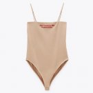 Zara Strappy Bodysuit All I Want in Life is Pancakes Nude ( M )
