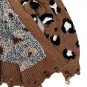 New In Mocha Leopard Print Knit Distressed Sweater Cardigan ( L )