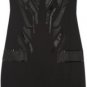 $735 HELMUT LANG Appliqued Crepe ELYSE Walker LEATHER Blend DRESS ( 4 )