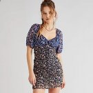 Free People Tessa Floral Gathered Mini Dress Blue / Black Free People Tessa Floral Gathered Mini Dress Blue / Black