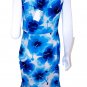 LOVE MOSCHINO Blue Cream Under Slip FLORAL Front TWIST Dress Silk ( 42 )